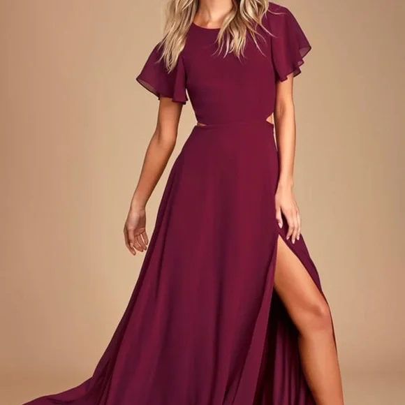 knee length dresses for ladies Maroon Original Milk Silk Maxi Dress | Dress main image 0